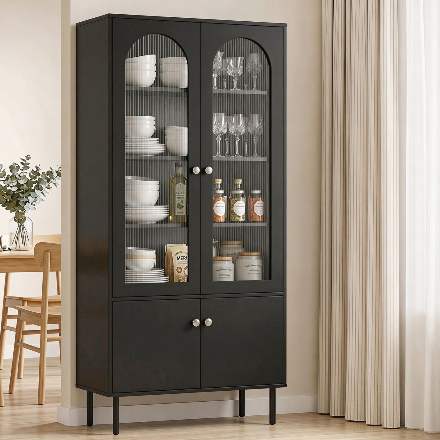 Buffet Sideboard Cupboard Cabinet - Black