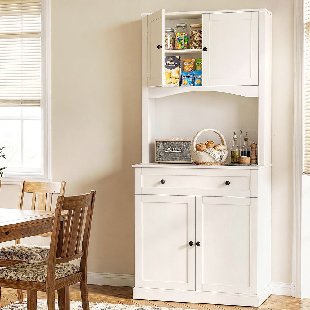 Buffet Sideboard Cabinet Cupboard Pantry Storage Shelves Hutch - White
