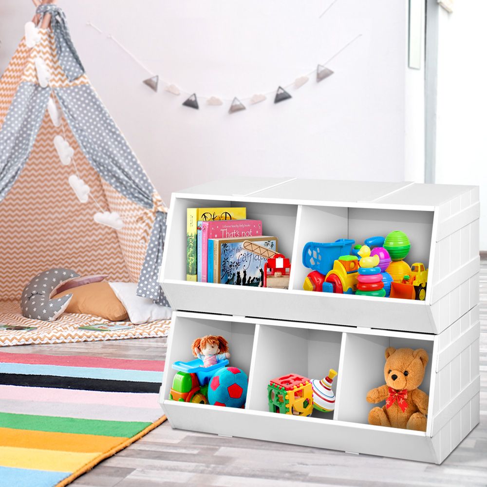 Kids Toy Box Stackable Bookshelf Storage Organizer Bookcase Shelf