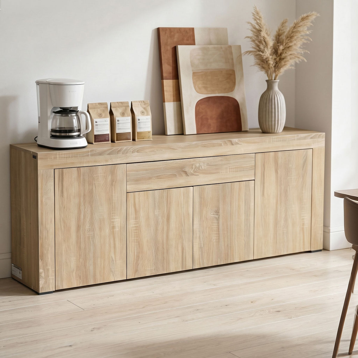 Buffet Sideboard Cabinet Storage 4 Doors Cupboard Hall Wood Hallway Table