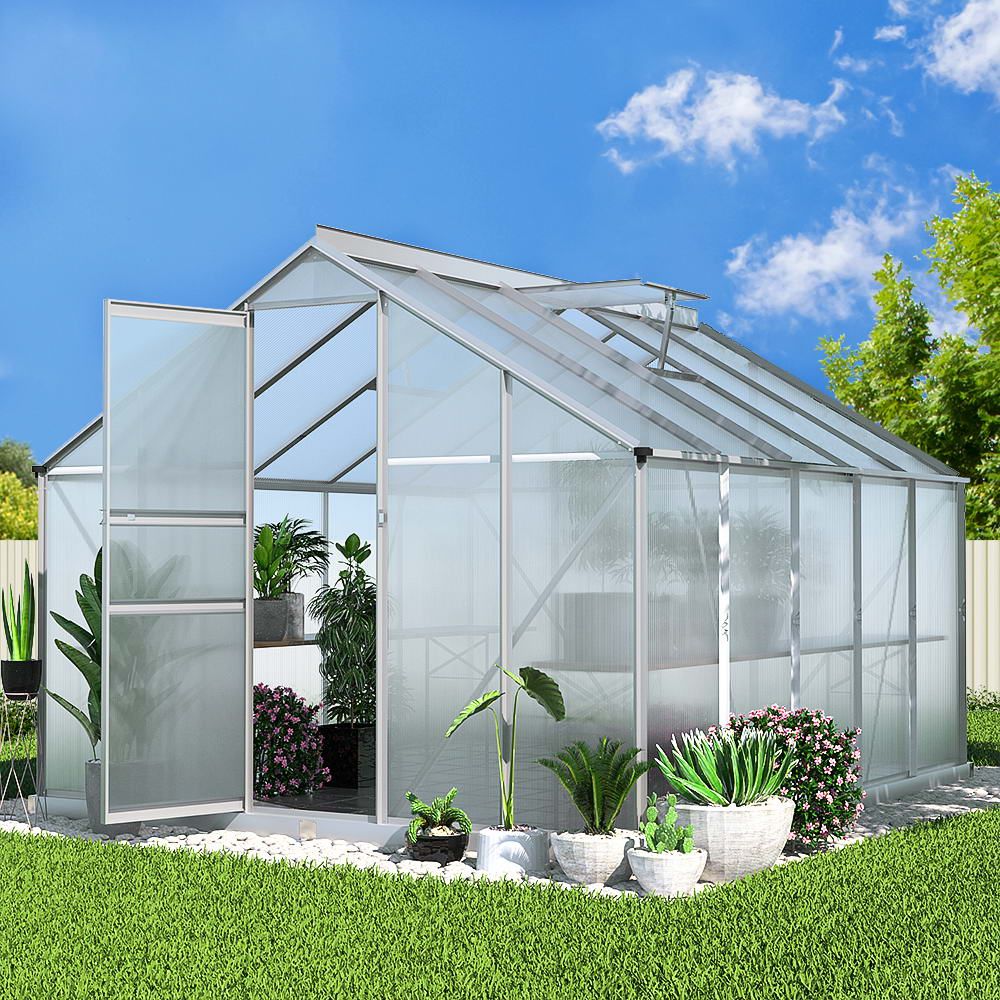Greenhouse Aluminium Polycarbonate Garden Shed - 3x2.5M