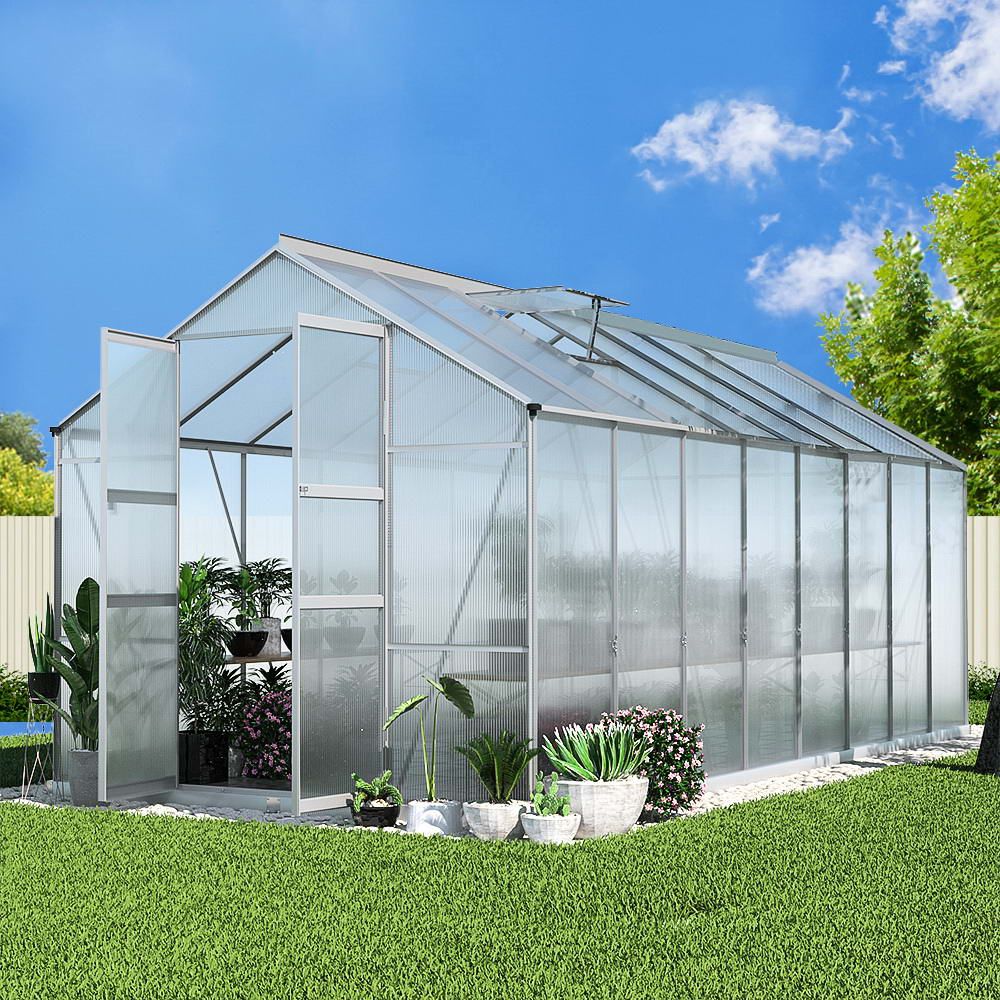 Aluminium Greenhouse Polycarbonate Garden Shed - 4.7x2.5M
