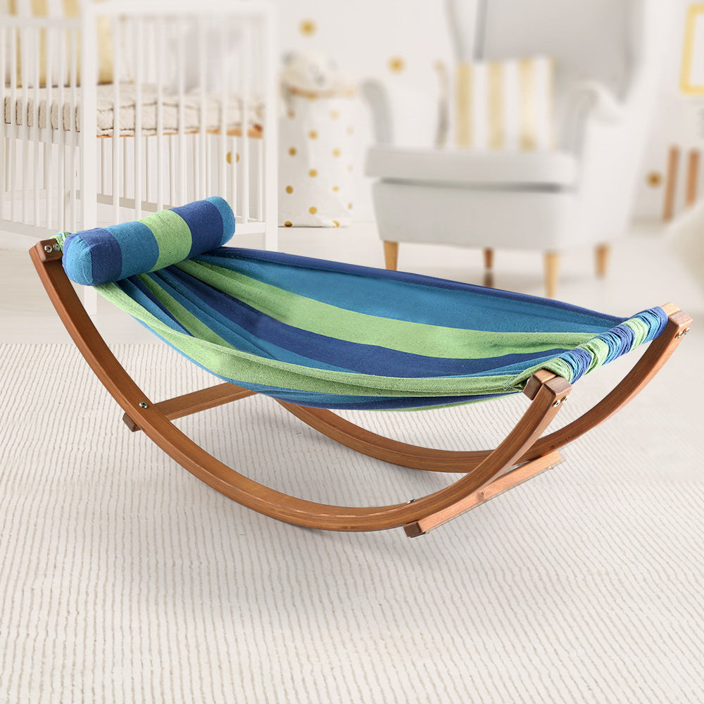 Kids Timber Hammock Bed Swing, Blue
