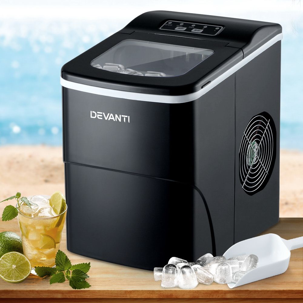 Portable Ice Cube Maker Machine 2L Home Bar Benchtop Easy Quick - Black