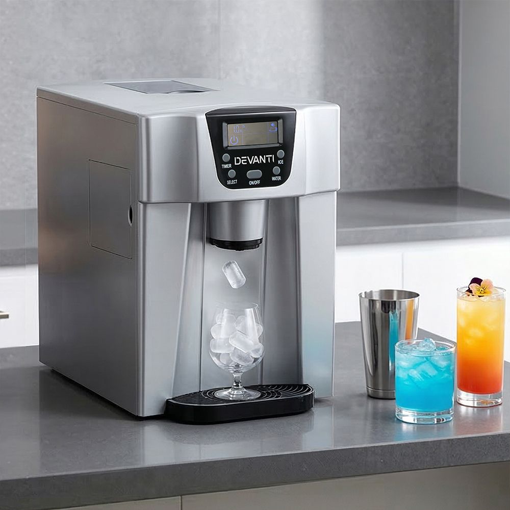 Ice Cube Maker & Water Dispenser 2L Portable - Silver