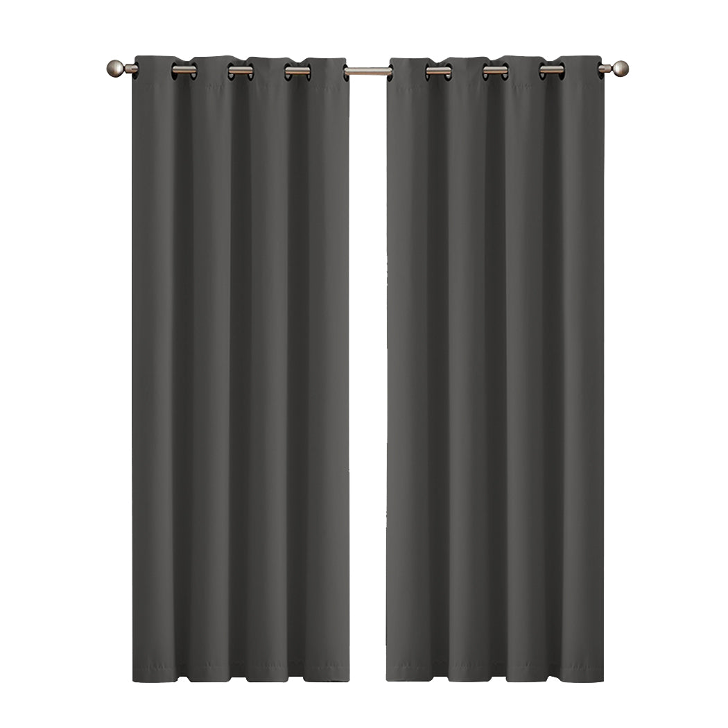 2x Blockout Curtains Panels 3 Layers Charcoal