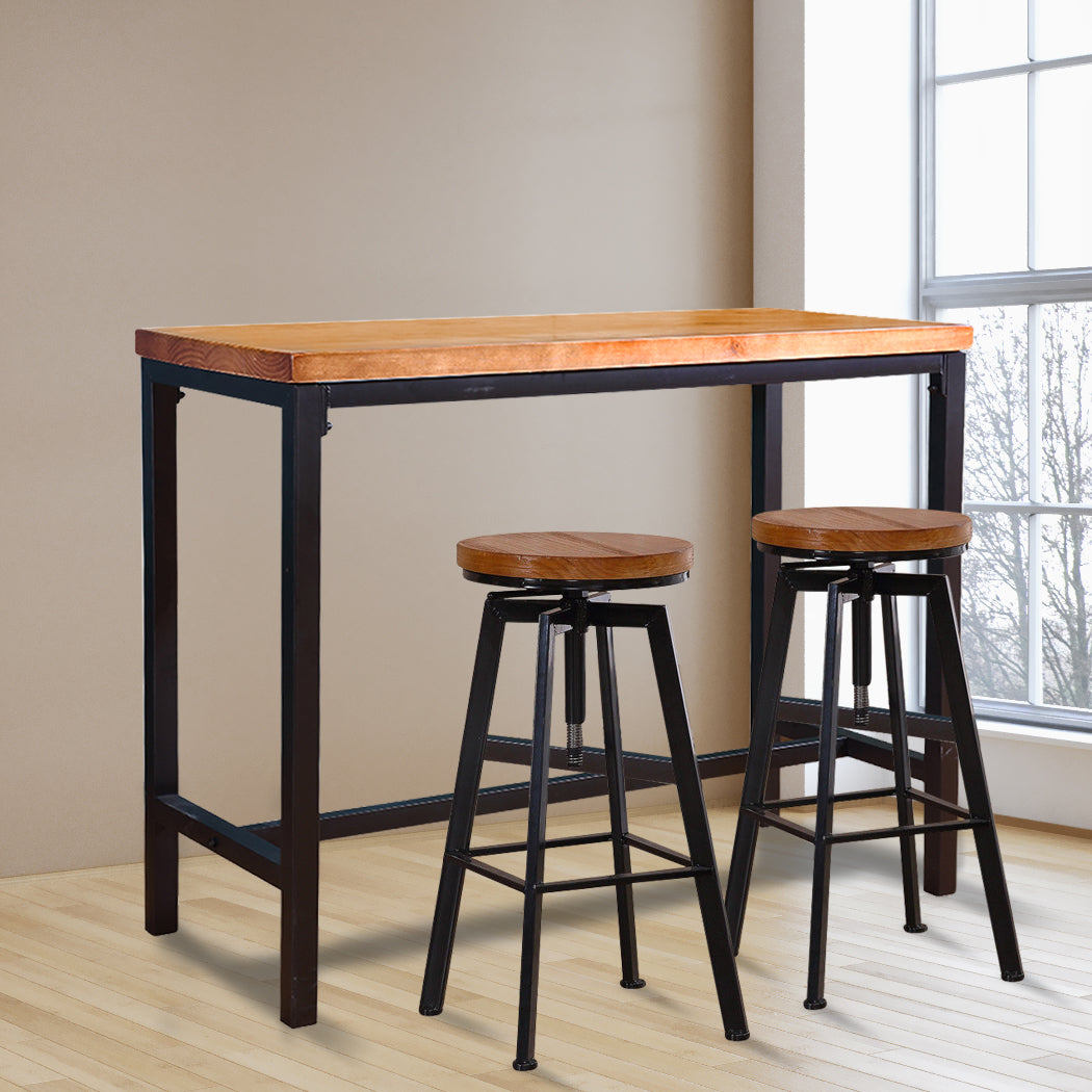 Levede 3pcs Bar Table Barstools Industrial