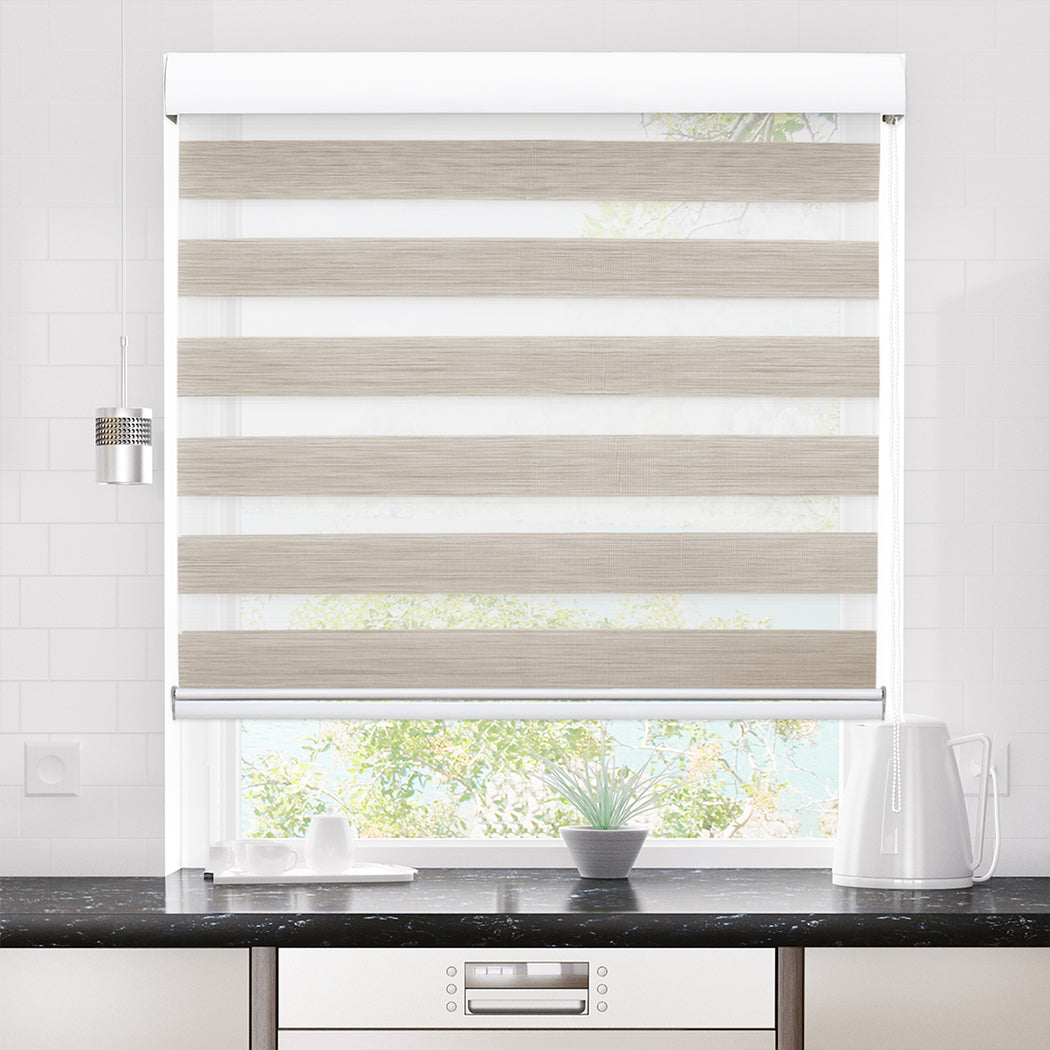 Marlow Blackout Zebra Roller Blind Curtains 60x210 Beige