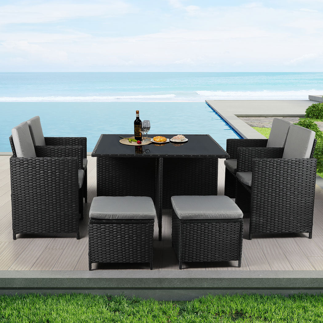 Levede 9PCS Outdoor Table Chair Set