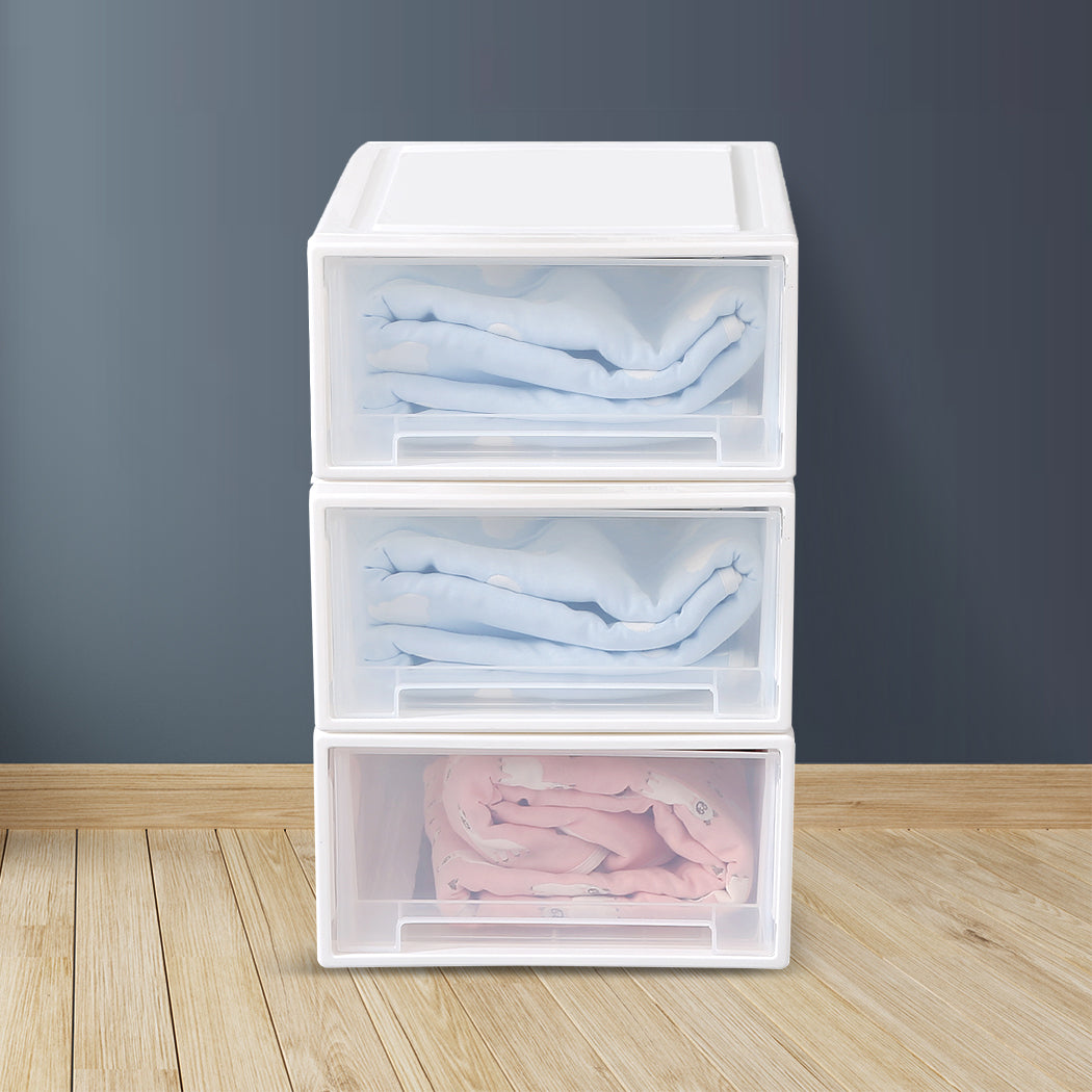 Plastic Storage Box Stackable Containers M 3PK Medium