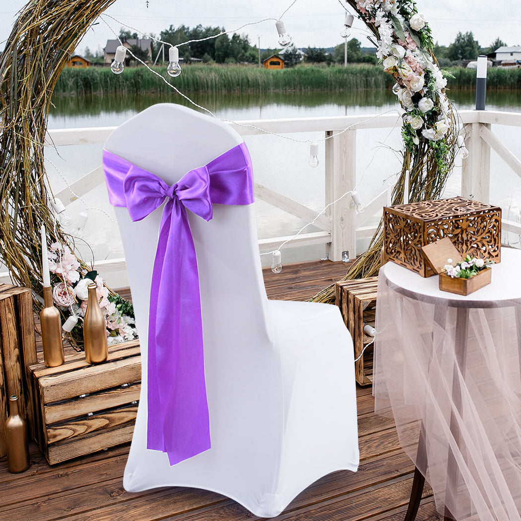 20x Multicoloured Satin Chair Sashes Lavender