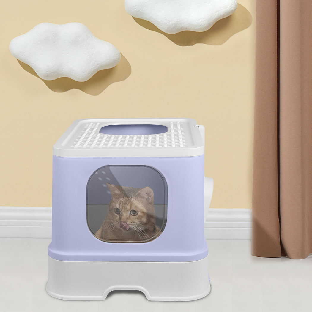PaWz Cat Litter Box Fully Enclosed Toilet Purple