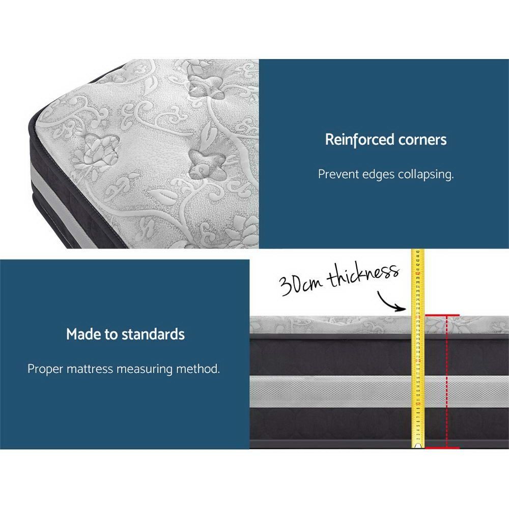 Top Pocket Spring Mattress 30cm Thick Double Bedding Lotus Tight