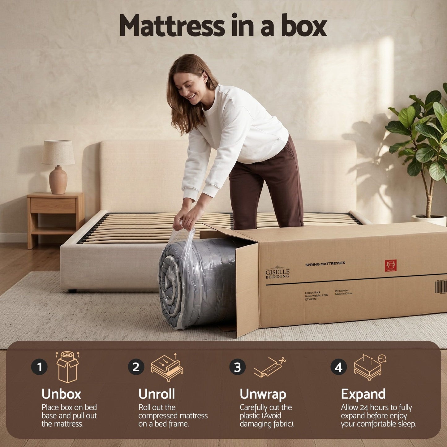 Mattress with bedding cover double bedroom