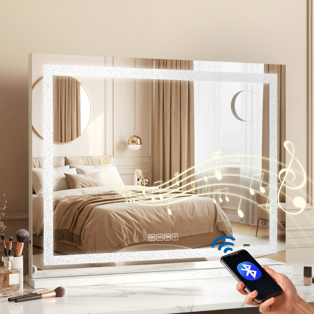 Bluetooth Makeup Mirror 80x58CM Crystal Hollywood with LED Vanity Light
