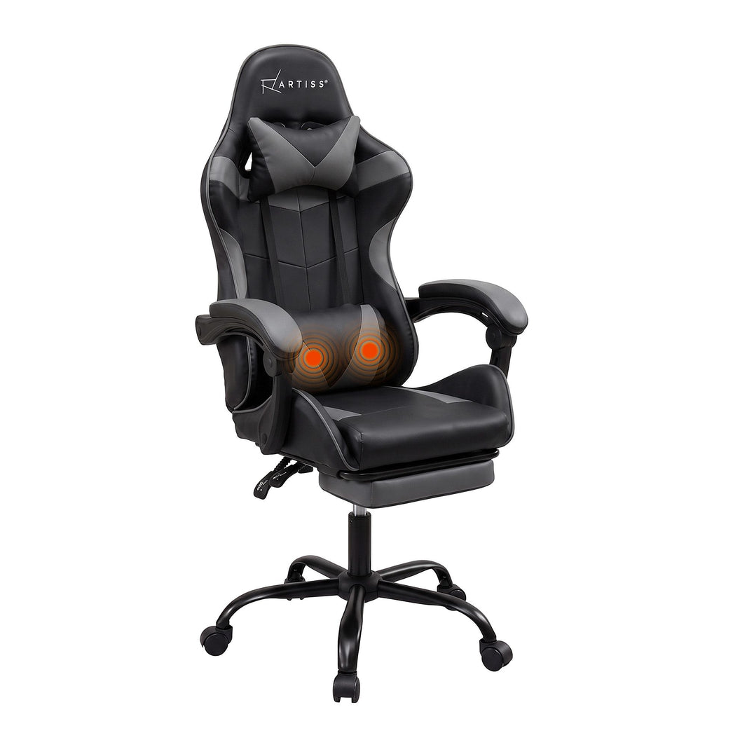 Gaming Office Chair 2 Point Massage with Footrest - Grey