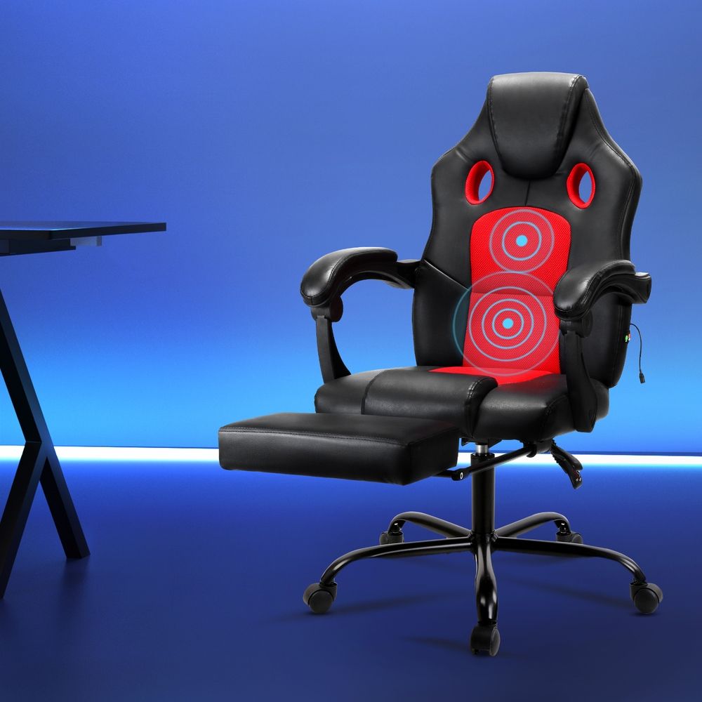 Massage Office Chair Gaming Computer Seat Recliner Racer - Red