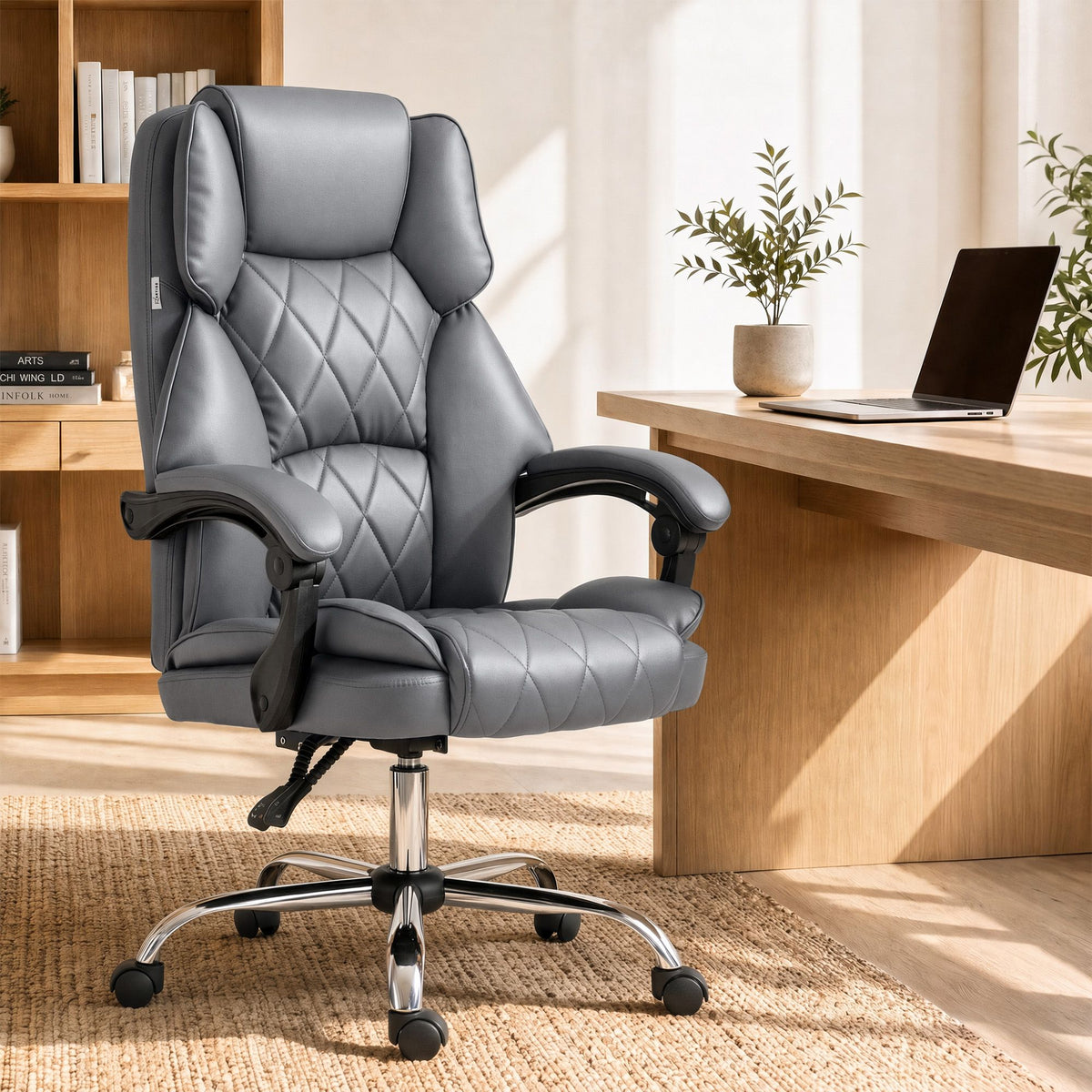 Executive Office Chair Fabric Recliner - Grey