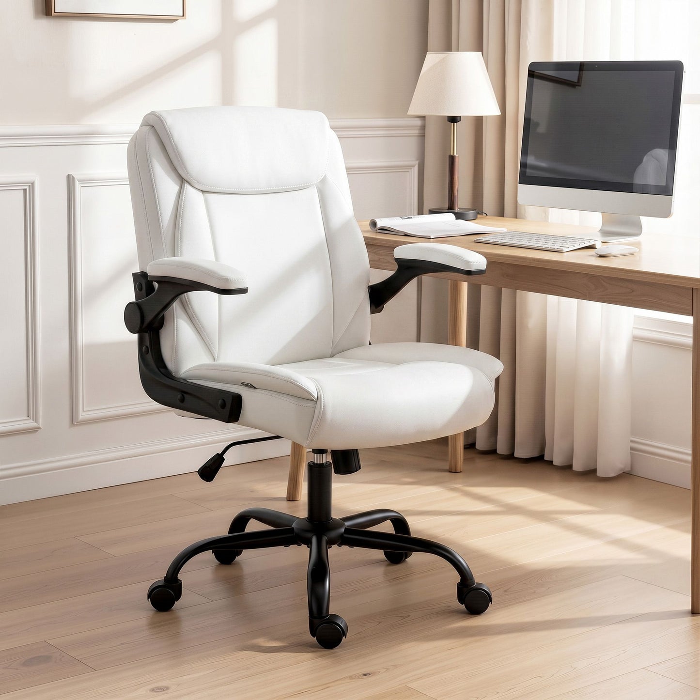 Executive Office Chair Mid Back - White