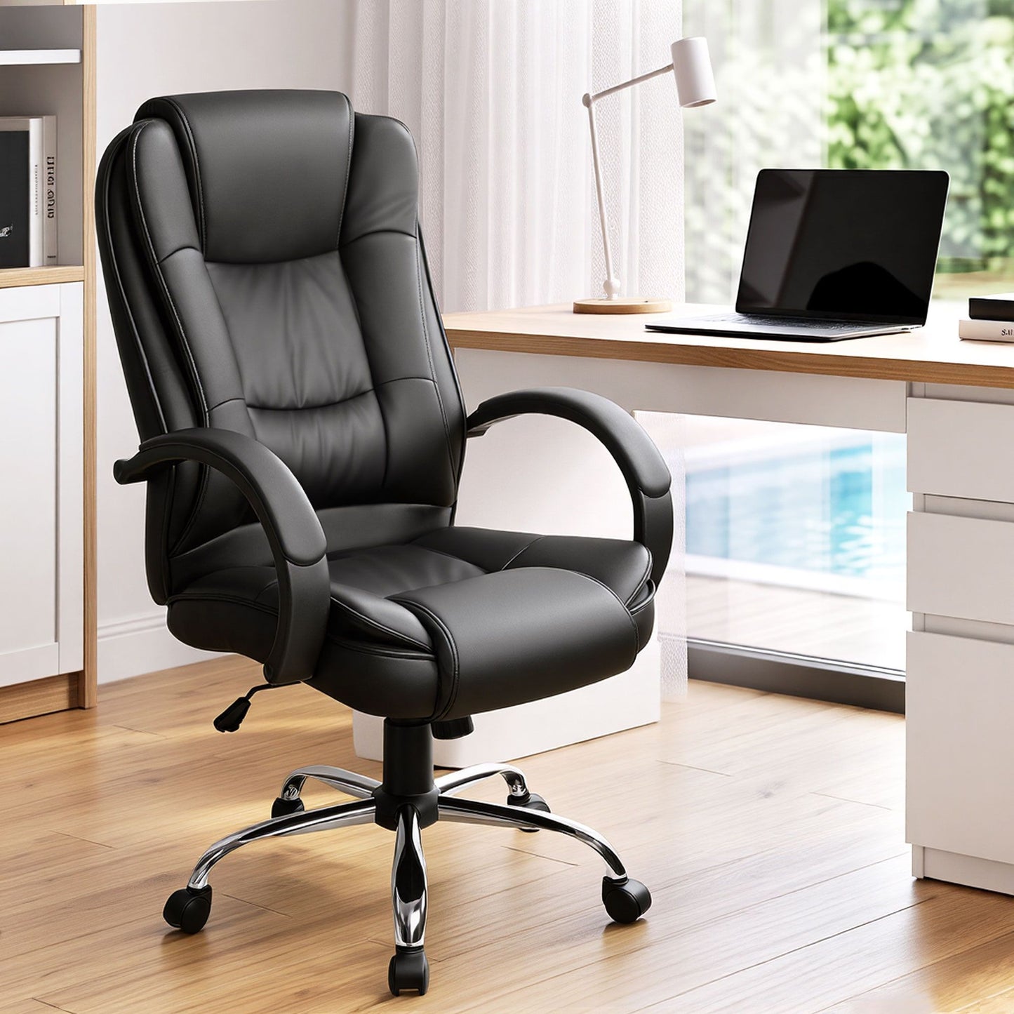 Gaming Office Chair Executive Computer Chairs PU Leather Seating - Black
