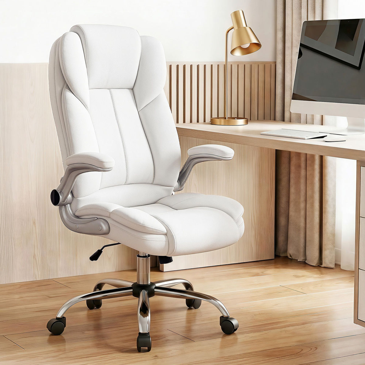 PU Leather Executive Office Desk Chair - White