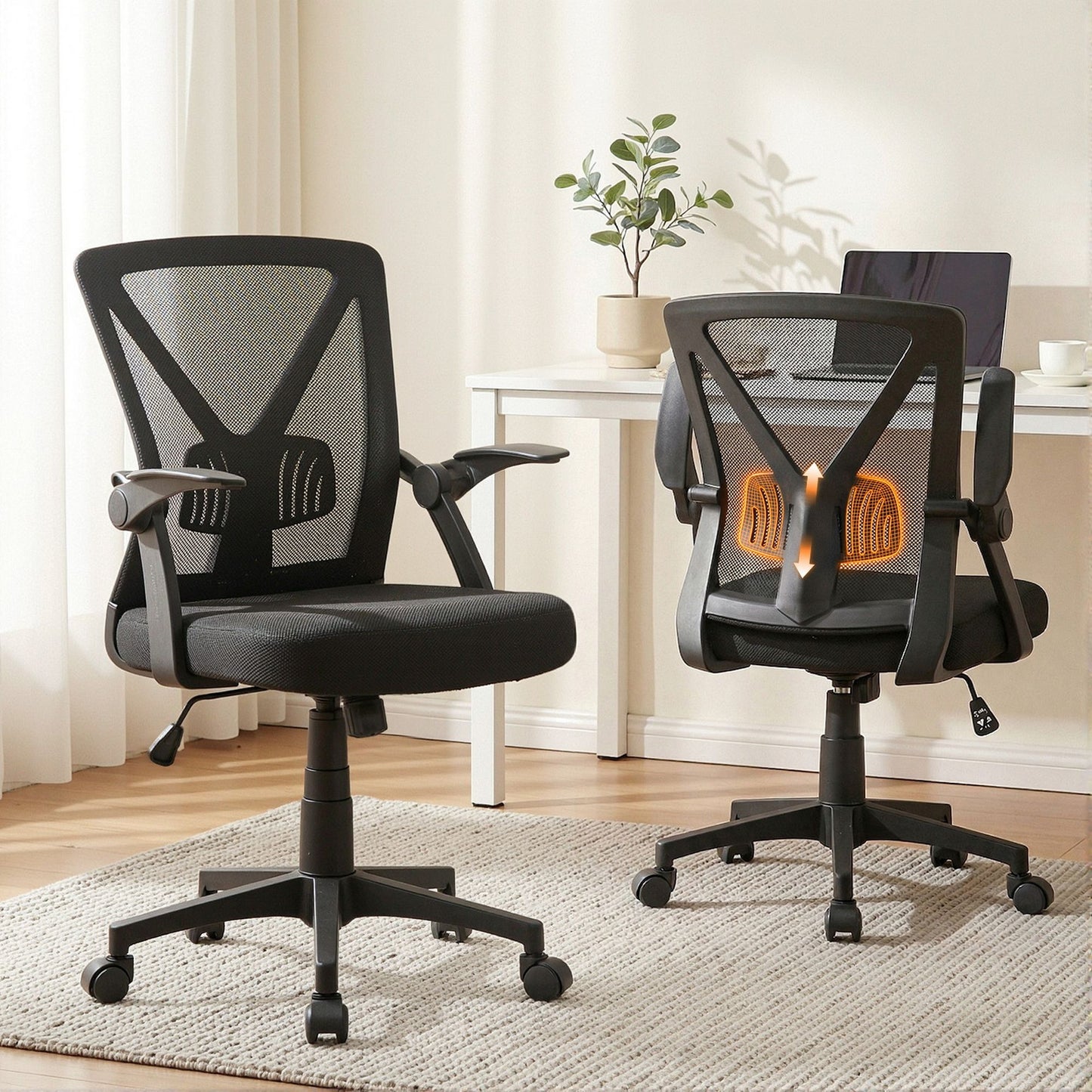 Gaming Office Chair Mesh Computer Chair Swivel Executive Mid-Back - Black