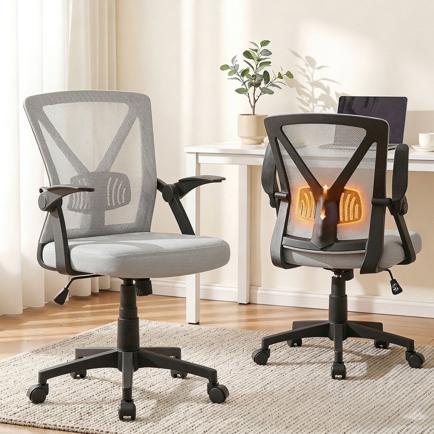 Office Chair Gaming Executive Computer Chair Study Mesh Seat Tilt - Grey