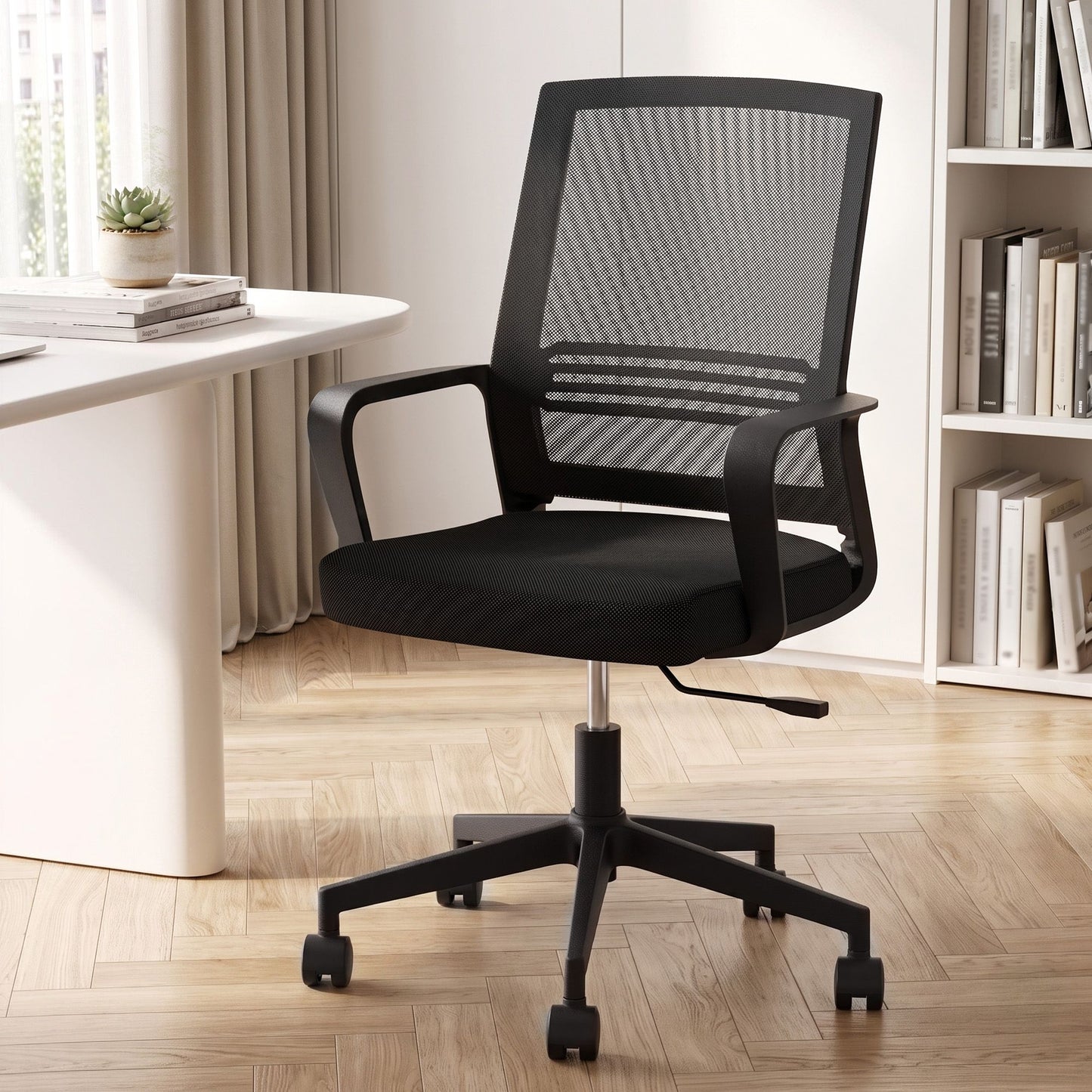 Mesh Office Chair Computer Gaming Desk Chair Work Study Mid Back - Black