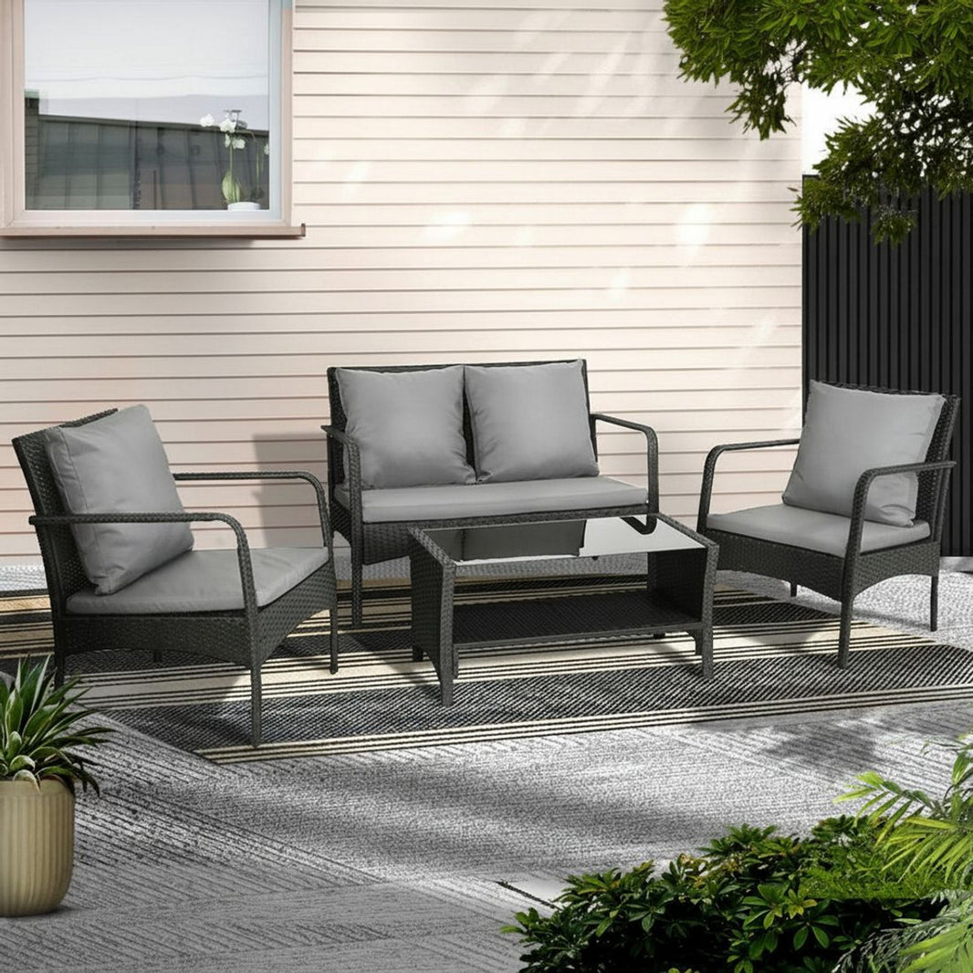 Outdoor Furniture Lounge Table Chairs Garden Patio Wicker Sofa Set