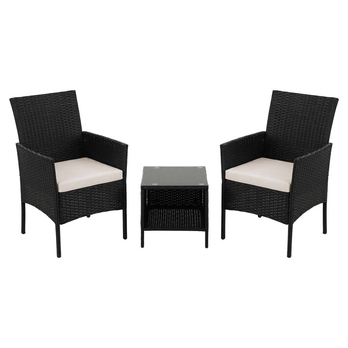 Outdoor Furniture Set 3 Piece Wicker - Black