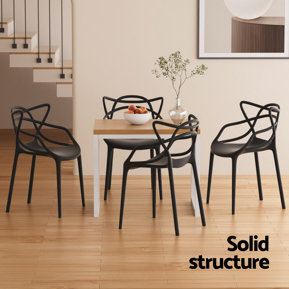 Outdoor Dining Chairs Set of 4 PP Portable Stackable Patio Furniture