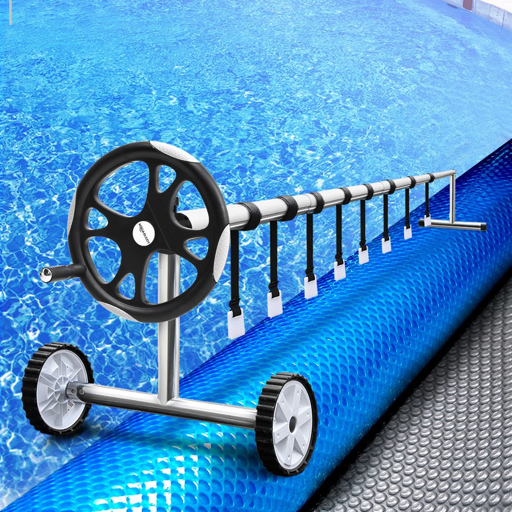 Pool Cover 6.5x3M 400 Micron Silver Swimming Pool Solar Blanket with 5.5M Reel Roller