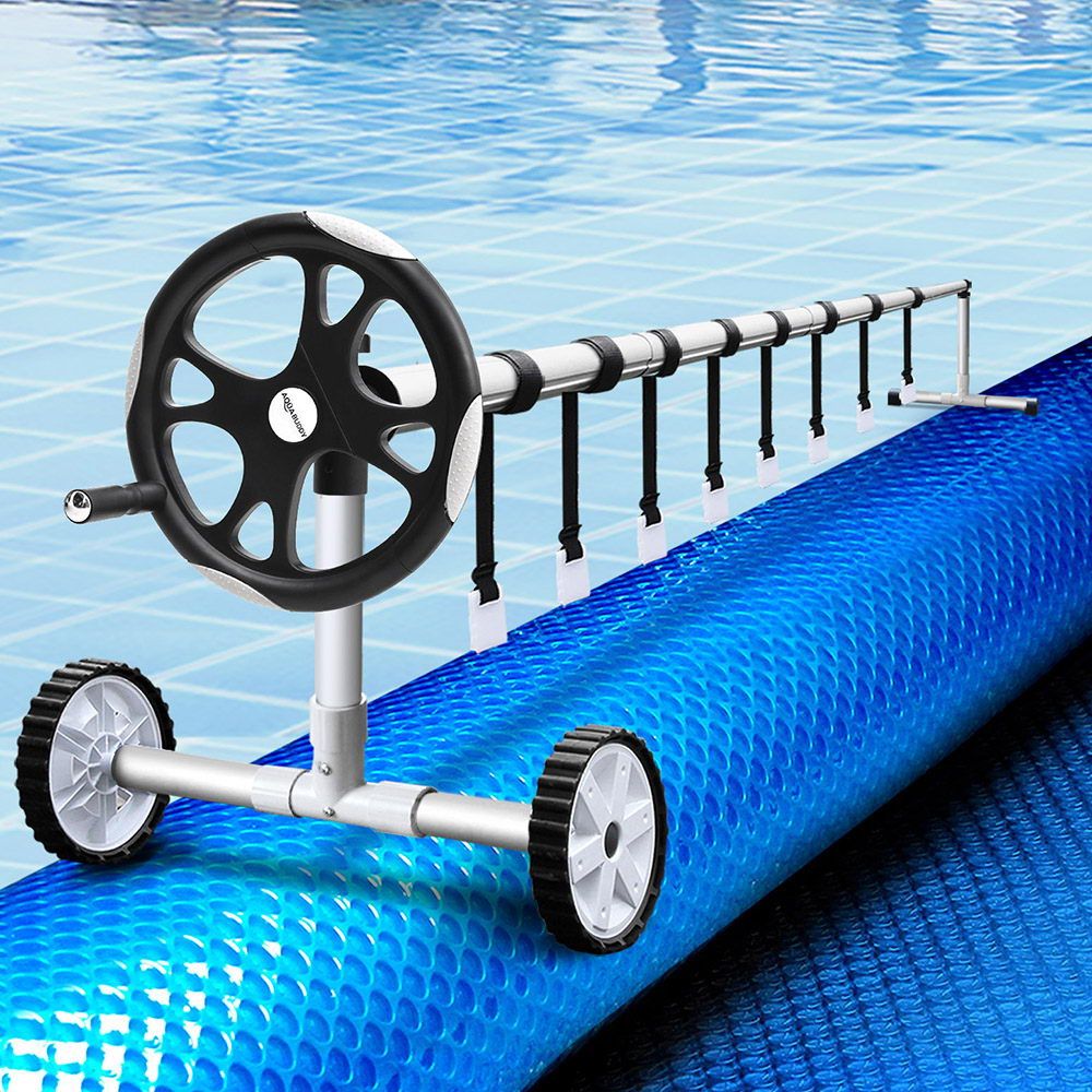 Solar Swimming Pool Cover Blanket Roller Wheel Adjustable - 8X4.2M