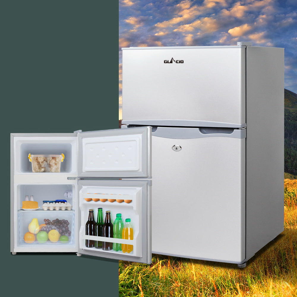 Portable Fridge 65L Bar Freezer Cooler Upright 12V/24V/240V Car Silver