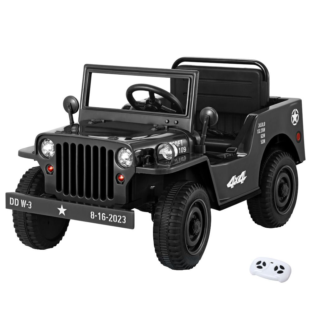 Rigo Kids Ride On Car Jeep Military Off-Road Toy with Remote 12V - Black