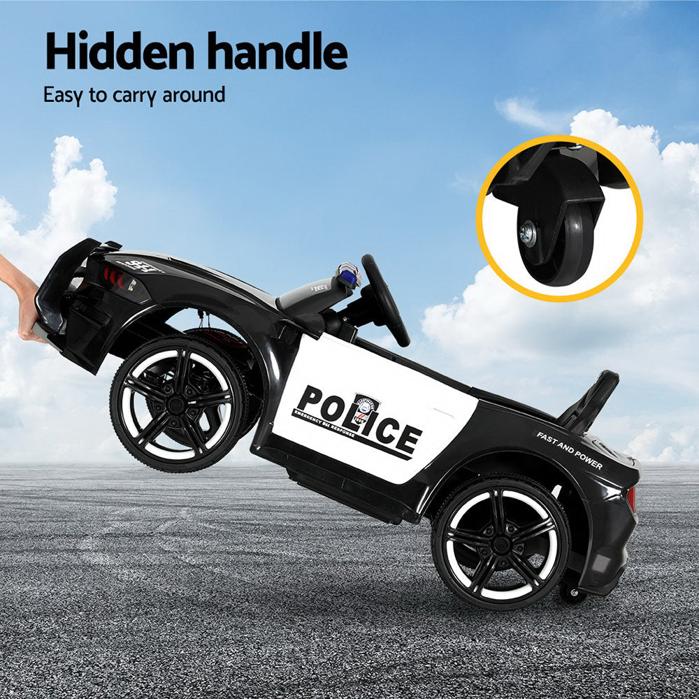 Kids Ride On Car Patrol Police Cars Battery Powered Toys 12V - Black Rigo