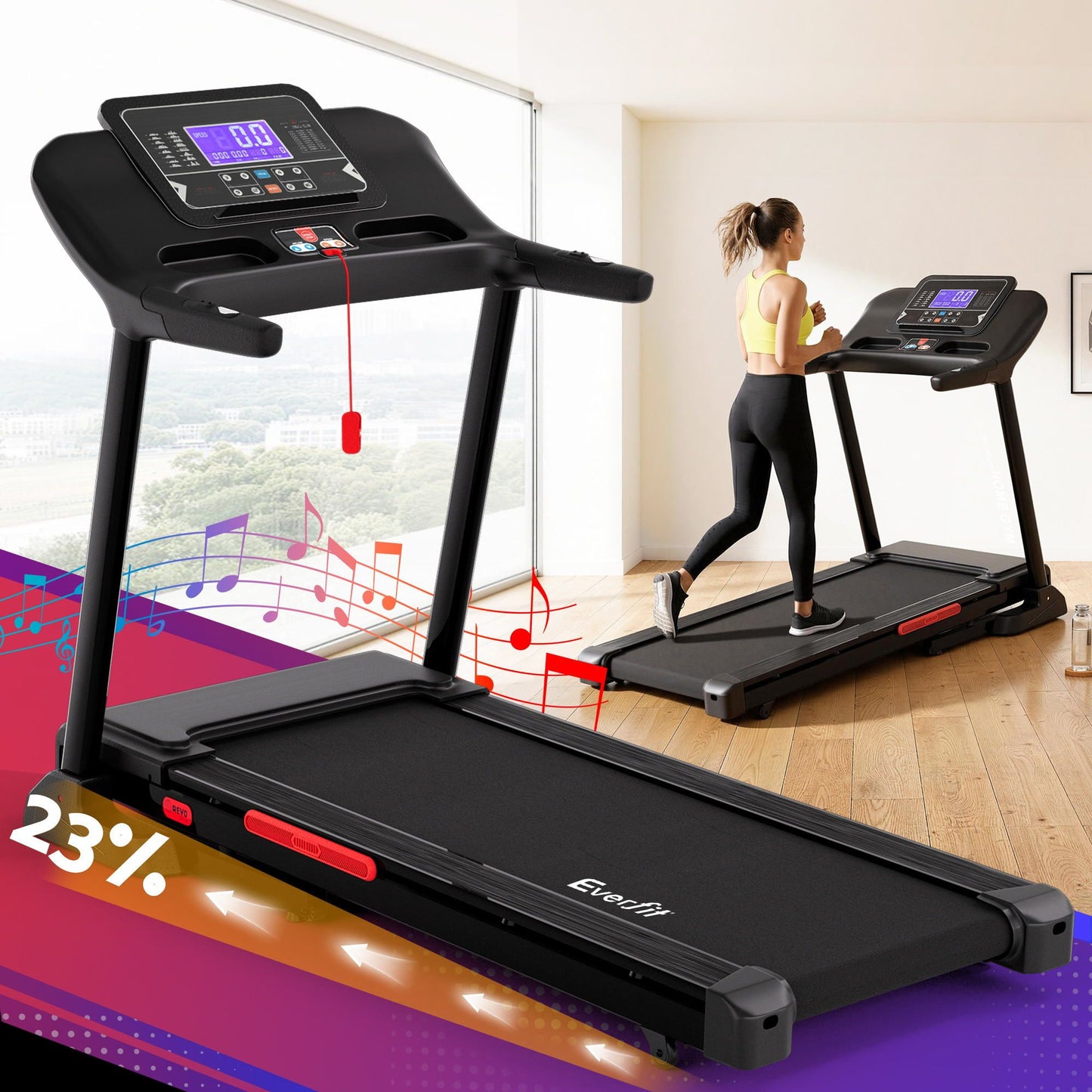 Treadmill Auto Incline Home Gym Fitness Exercise Machine 520mm