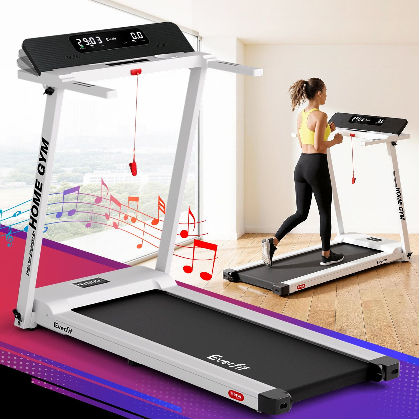 Fitness White Chi Fully Foldable Treadmill Gym Exercise