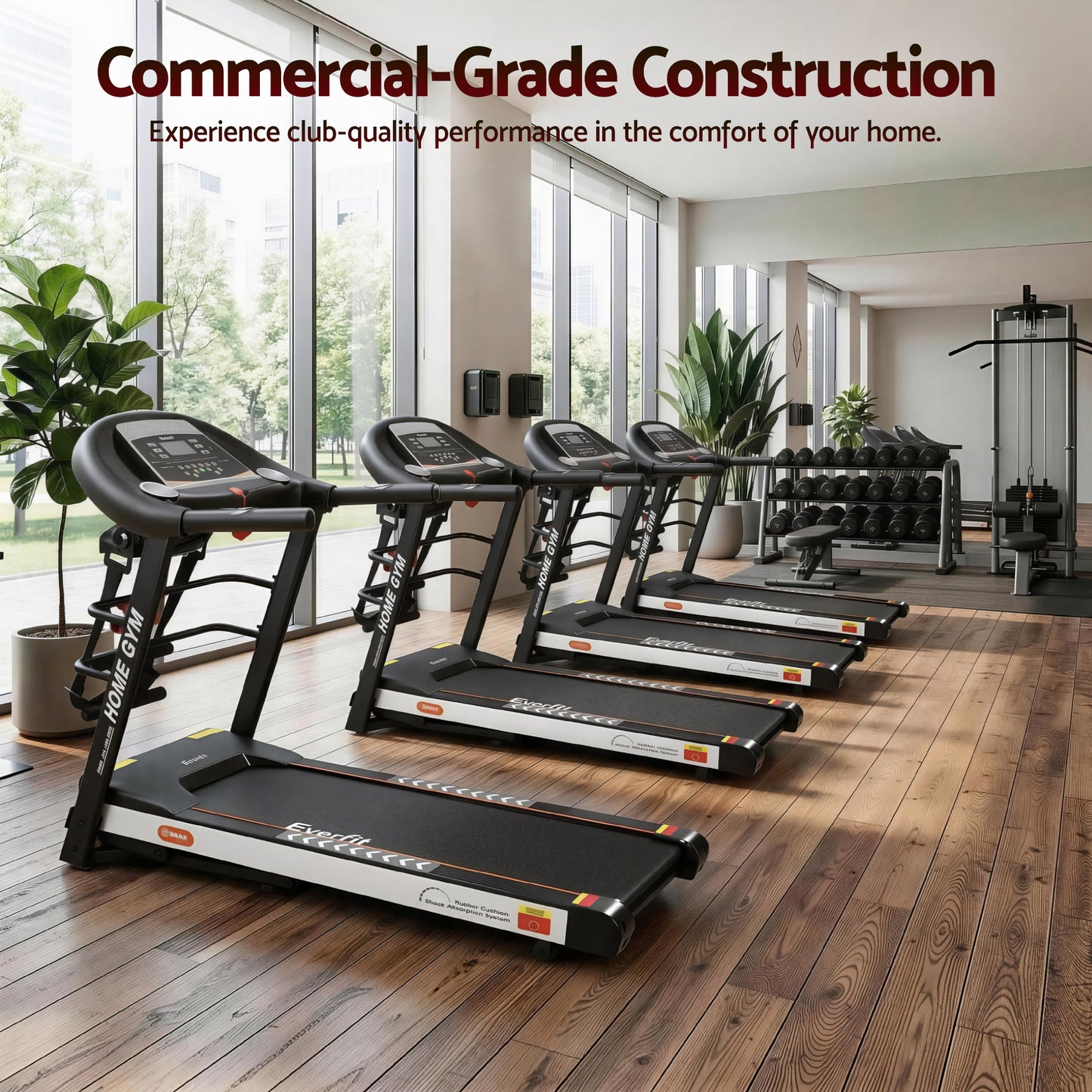 Treadmill 450mm 18kmh 3.5HP Auto Incline Home Gym Run Exercise Machine with Fitness Dumbbell Massager Sit Up Bar