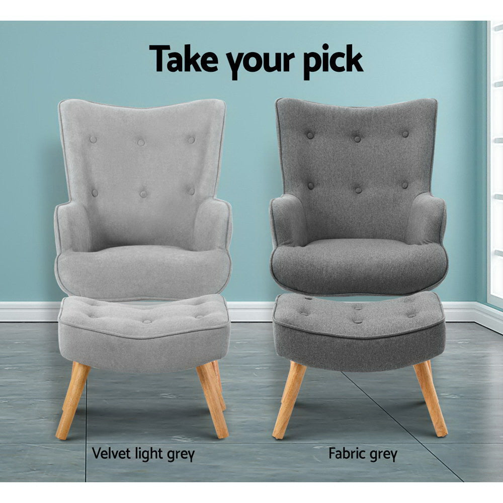 Armchair with Ottoman, Grey