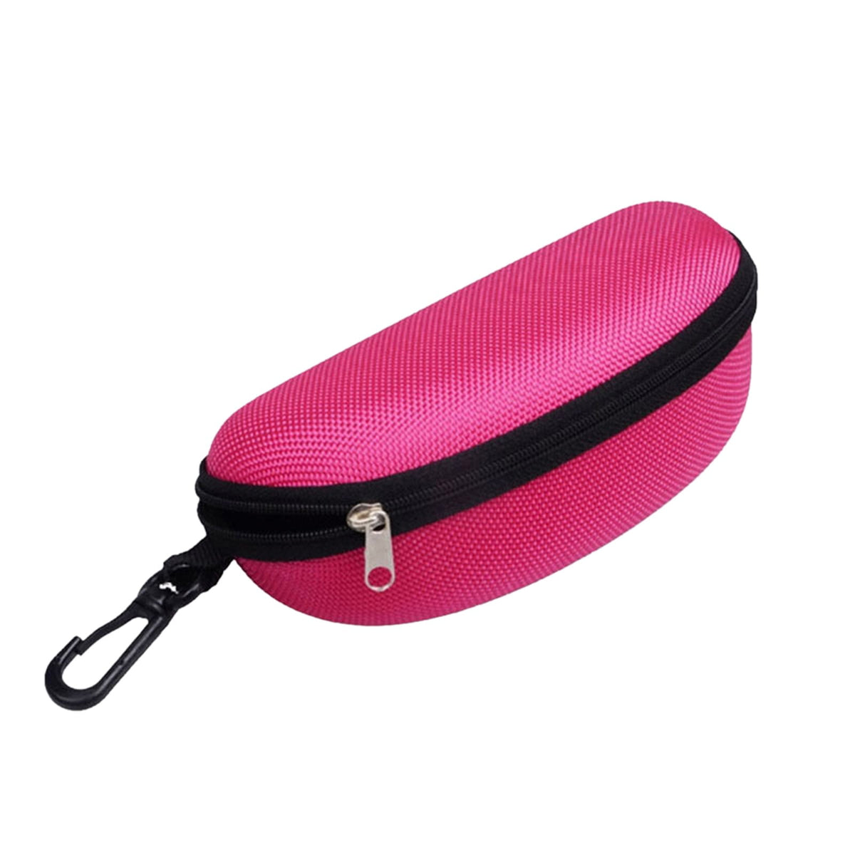 1 Pack Sunglasses Case,Glasses Case with Carabiner Travel Zipper,Hard EVA Shell Shockproof Sport Glasses Case,Portable Zipper Protect Case, Hot Pink