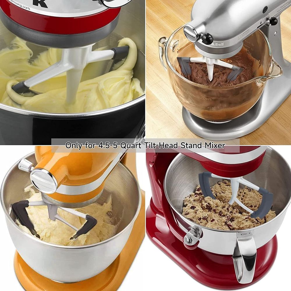 Kitchen Aid Mixer Accessory,Kitchen Aid Attachments For Mixer,Fits Tilt-Head Stand Mixer Bowls For 4.5-5 Quart Bowls,Beater With Silicone Edges,Gray