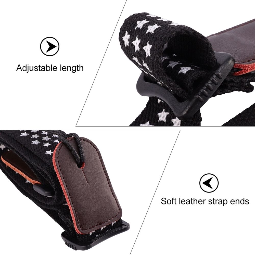 Durable Black Cotton Ukulele Guitar Strap with Adjustable Length for Musicians