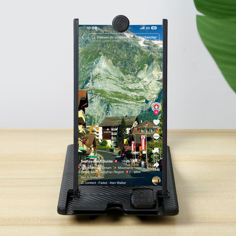 14 Inch Phone Screen Magnifier with Remote Control - Vertical HD Pull-Out Screen Amplifier for Movies, Videos and Gaming - Eye Protection Stand for Smartphones - Black