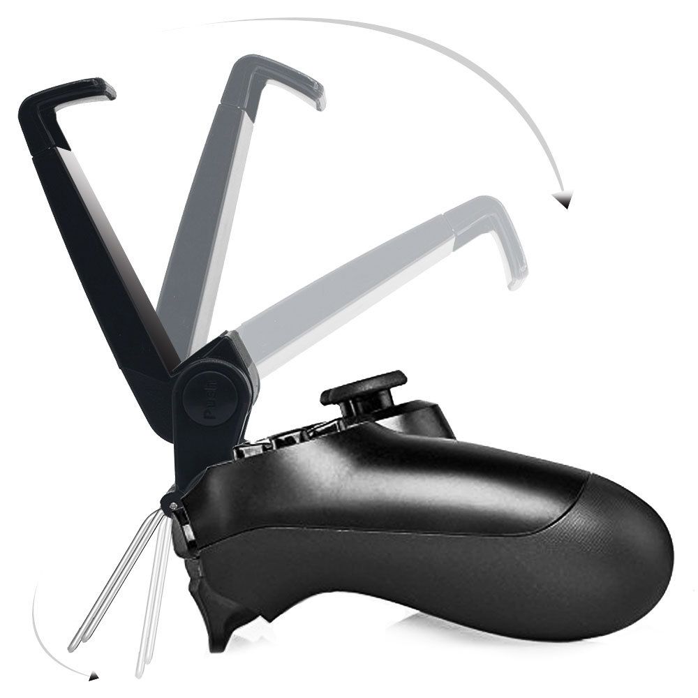 Phone Clip for Controller Mobile Gaming Mount Bracket Holder Adjustable Stand Clamp for Remote Play (Black)