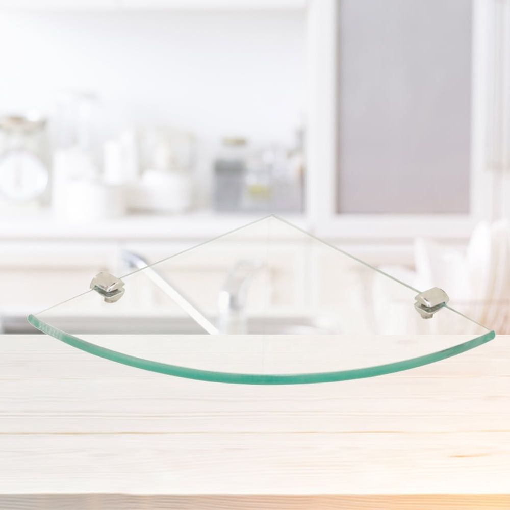 2pcs Triangle Glass Shelf Corner Rack for Bathroom Wall Mount Storage Holder