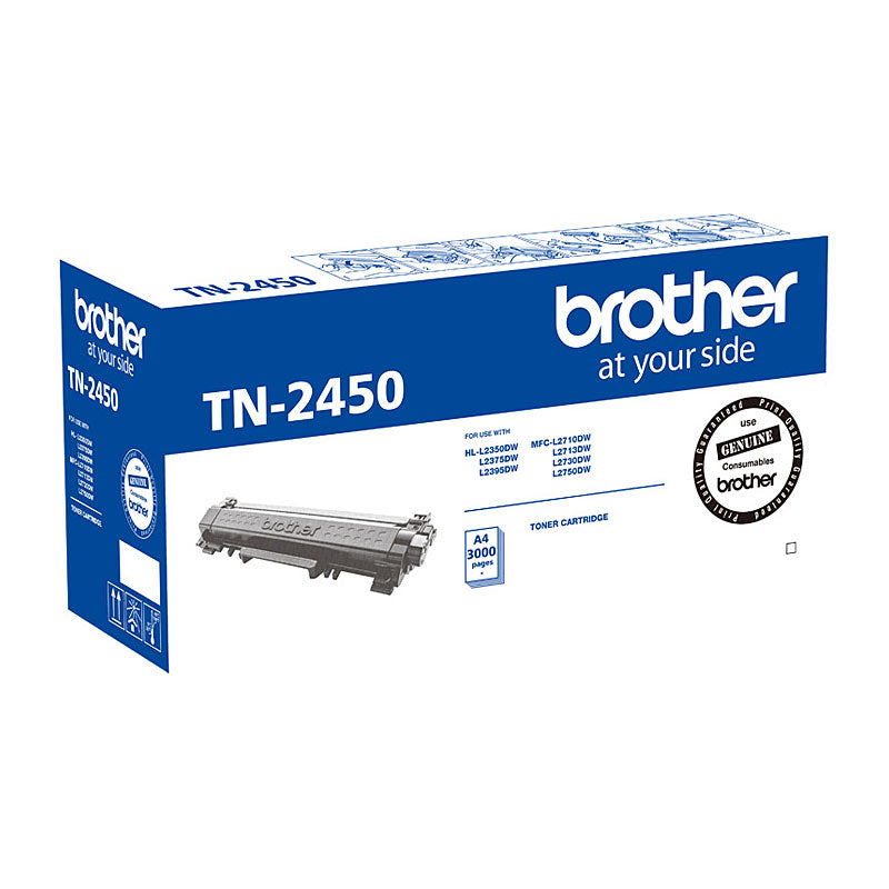Mono Laser Toner Brother TN-2450 - Standard - HL-L2350DW, L2375DW, 2395DW, MFC-L2710DW, 2713DW, 2730DW, 2750DW - Up to 3,000 Pages
