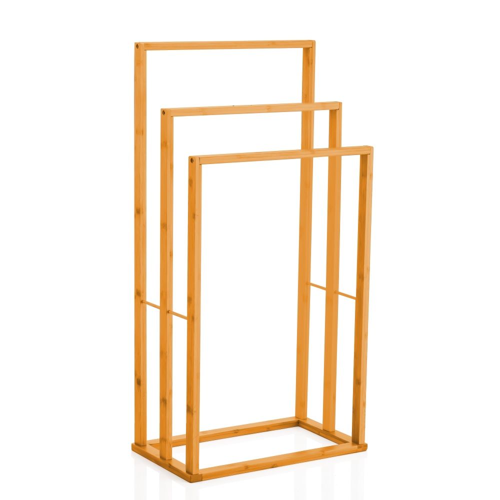 CARLA HOME Bamboo Towel Bar Holder Rack - 3-Tier Freestanding for Bathroom & Bedroom
