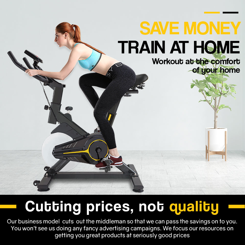 Commercial Bike Flywheel Exercise Fitness Home Gym - Yellow PROFLEX