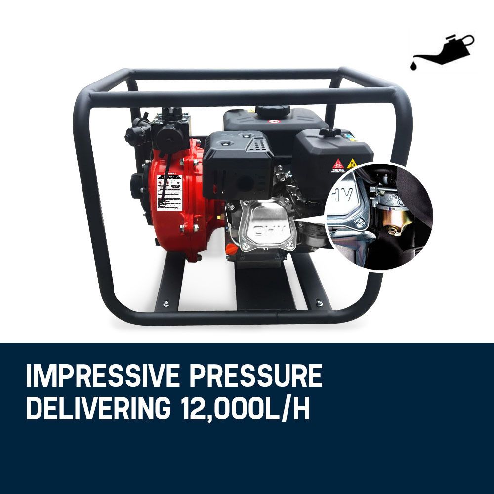 WARTON Petrol Water Pump 8HP Fire Fighting High Pressure Transfer Irrigation 4-Stroke